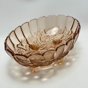 Vintage Indiana Glass Oval Large Footed Fruit Bowl